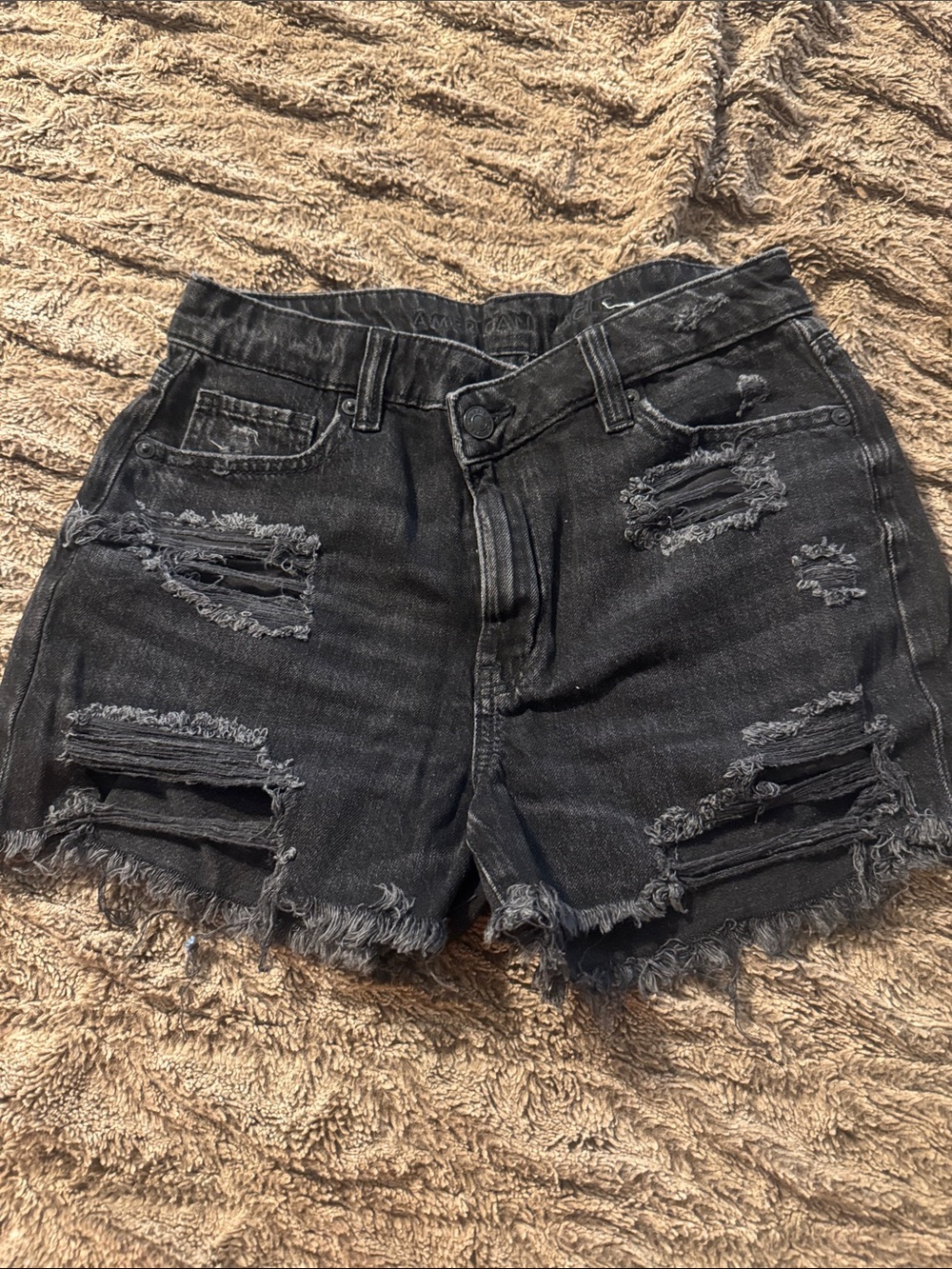 American Eagle Outfitters Black Distressed Denim Cutoff Shorts